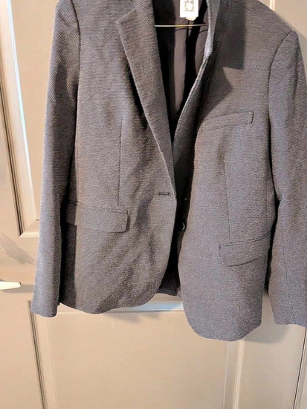 Anne Klein Melange Single Button Jacket Gray & Black Pattern Size 10